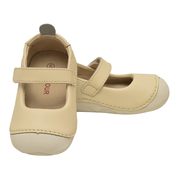 L`Amour Little Girls Cream Leather Flexible Mary Jane Shoes 5-7 Toddler - SophiasStyle.com